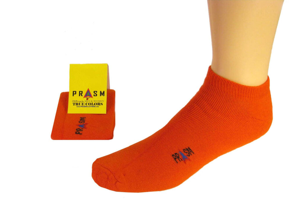 PRASM Men’s LOW CUT Sock BRIGHT ORANGE Style 002 3 PACK PRASM